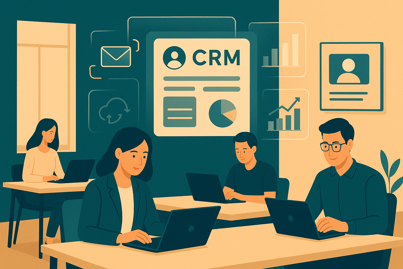 Futuristic Office with Holographic CRM Elements (1)