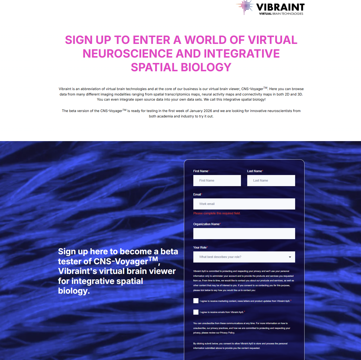 Vibraint-SaaS Onboarding- Sign up page