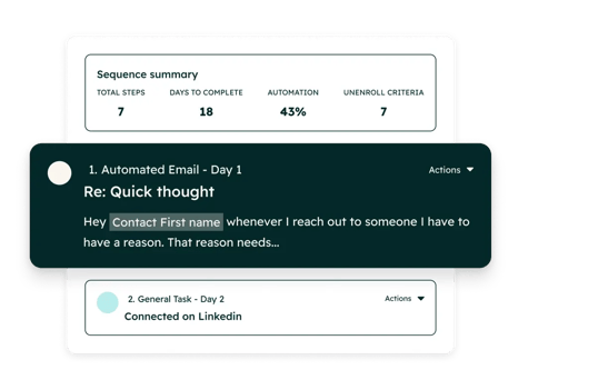 Sales Hub - Sequence summary
